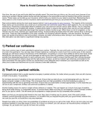 how to avoid common auto insurance claims