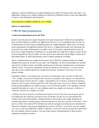 apprenez pirater facilement un compte snapchat