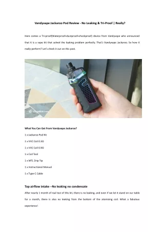 vandyvape jackaroo pod review no leaking