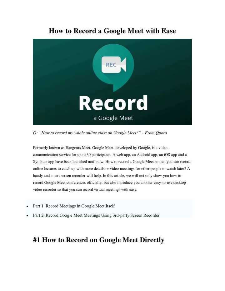 how to record a google meet with ease