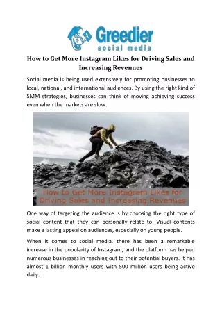 How to Get More Instagram Likes for Driving Sales and Increasing Revenues