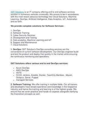 Software Services and Solutions by GIIT Solutions