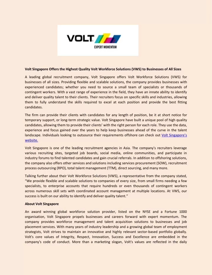 volt singapore offers the highest quality volt