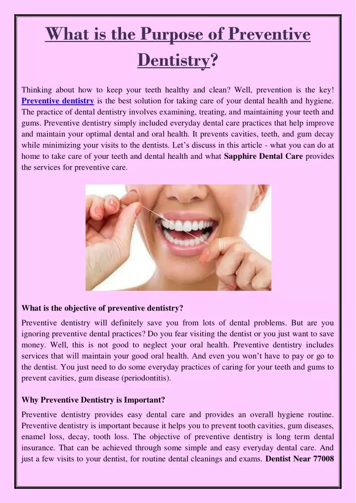 what is the purpose of preventive dentistry