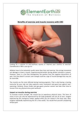Benefits of exercise and muscle recovery with CBD