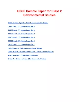 cbse sample paper for class 2 environmental