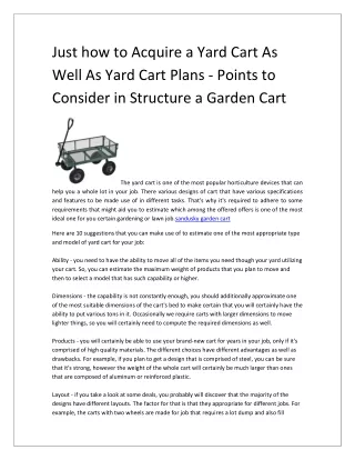 just how to acquire a yard cart as well as yard