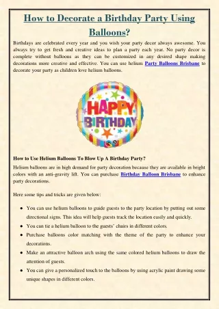 how to decorate a birthday party using balloons