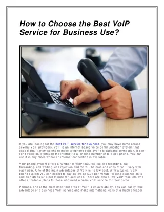 how to choose the best voip service for business