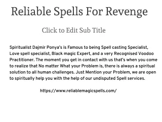 Reliable Spells For Revenge