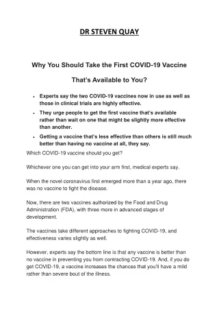 Covid Vaccine Updates
