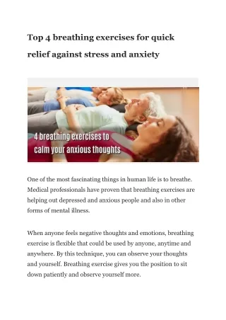 Top 4 breathing exercises for quick relief against stress and anxiety