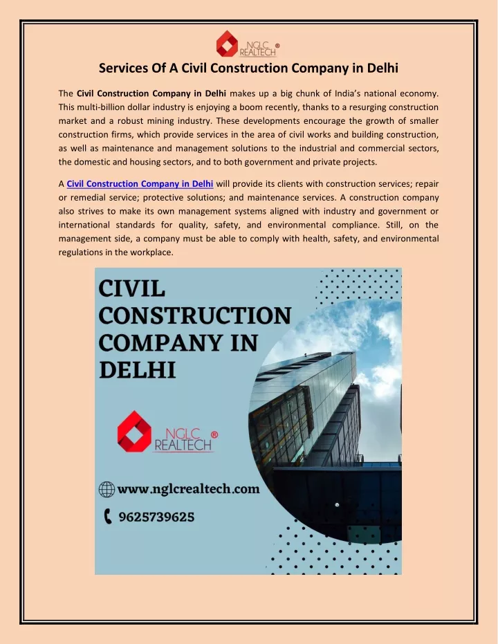 services of a civil construction company in delhi