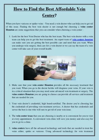 how to find the best affordable vein center