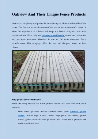 oakview and their unique fence products