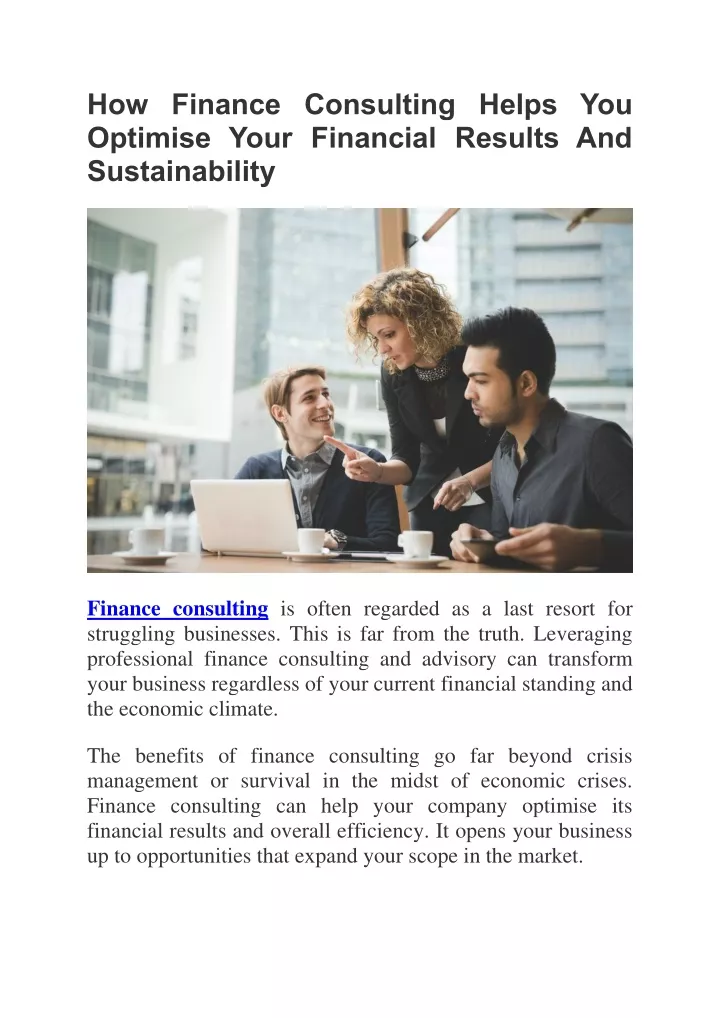 how finance consulting helps you optimise your