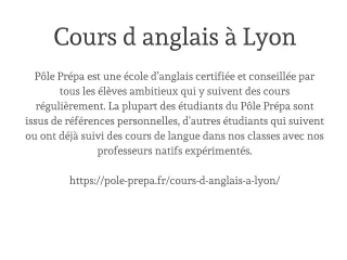 Cours d anglais à Lyon