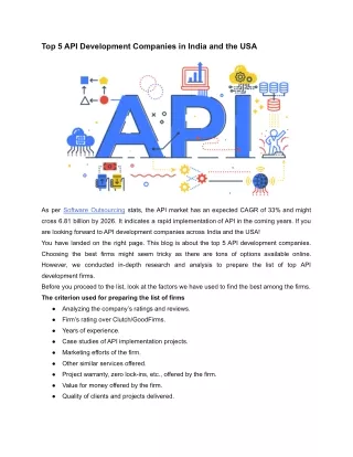 top 5 api development companies in india