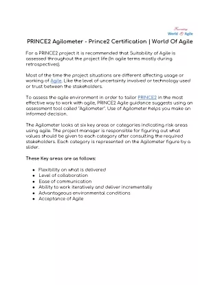 PRINCE2 Agilometer | World Of Agile