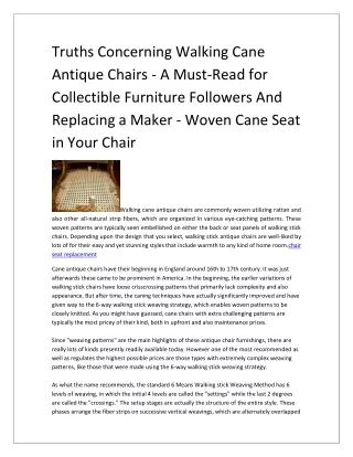 Truths Concerning Walking Cane Antique Chairs - A Must-Read for Collectible Furniture Followers And Replacing a Maker -