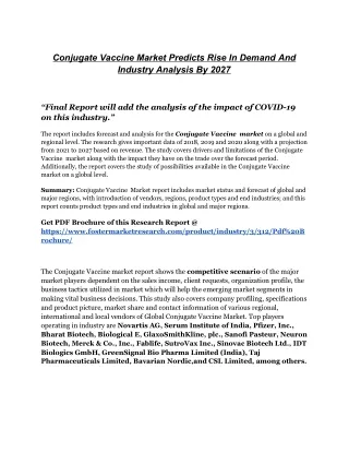 conjugate vaccine market predicts rise in demand
