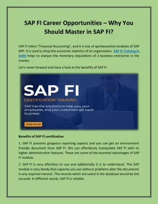 SAP FI Career Opportunities