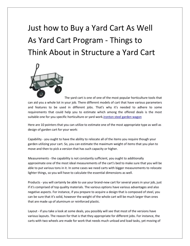 just how to buy a yard cart as well as yard cart