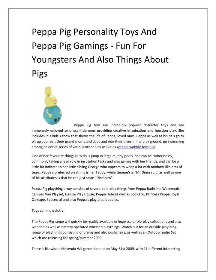 peppa pig personality toys and peppa pig gamings
