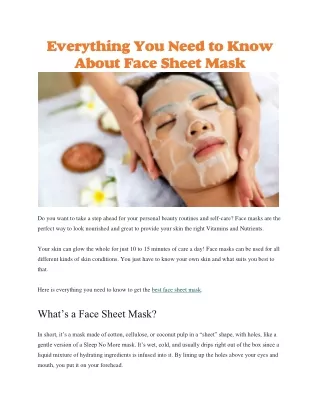 Best face sheet mask