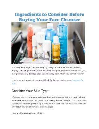 Cleansers for face