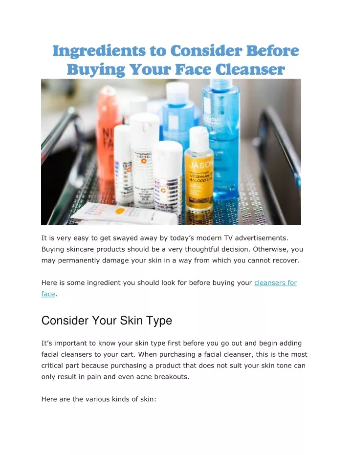 ingredients to consider before buying your face
