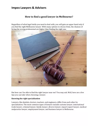 How to find a good lawyer in Melbourne?