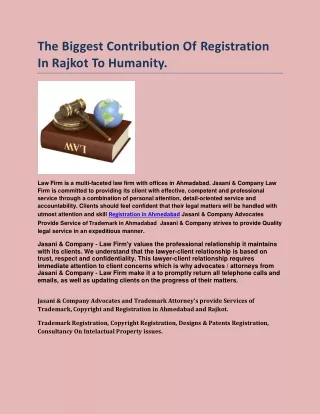The Biggest Contribution Of Registration In Rajkot To Humanity.