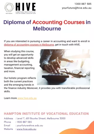 Diploma of Accounting Courses in Melbourne
