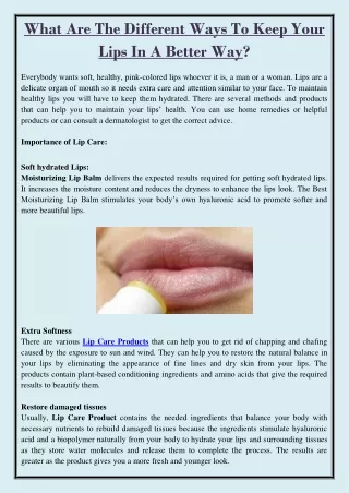 what are the different ways to keep your lips