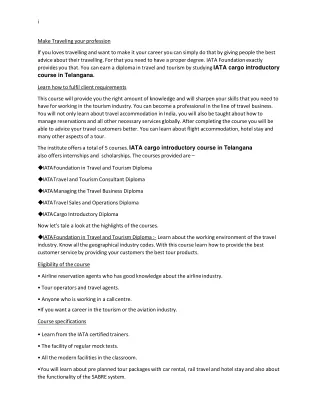 Air ticketing course in Andhrapradesh