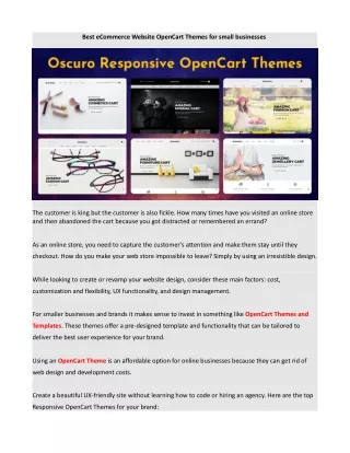 best ecommerce website opencart themes for small