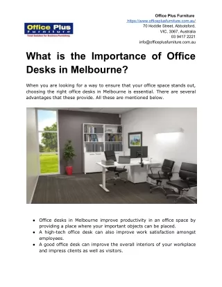What is the Importance of Office Desks in Melbourne?