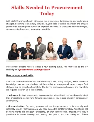 skills needed in procurement today