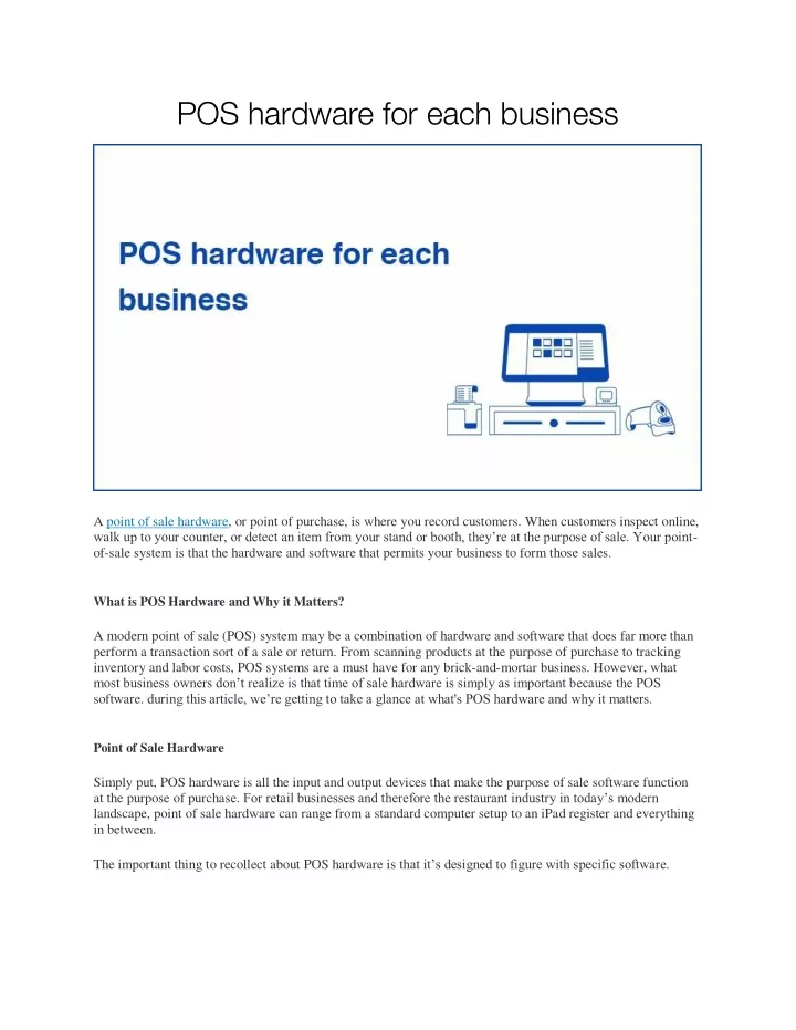 pos hardware for each business