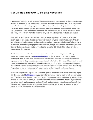 get online guidebook to bullying prevention