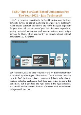 5 seo tips for saas based companies for the year