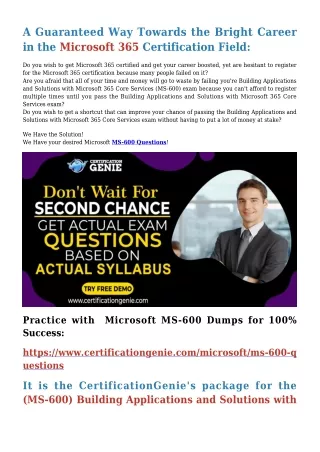 a guaranteed way towards the bright career