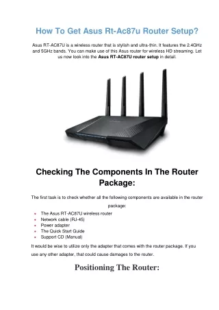 how to get asus rt ac87u router setup