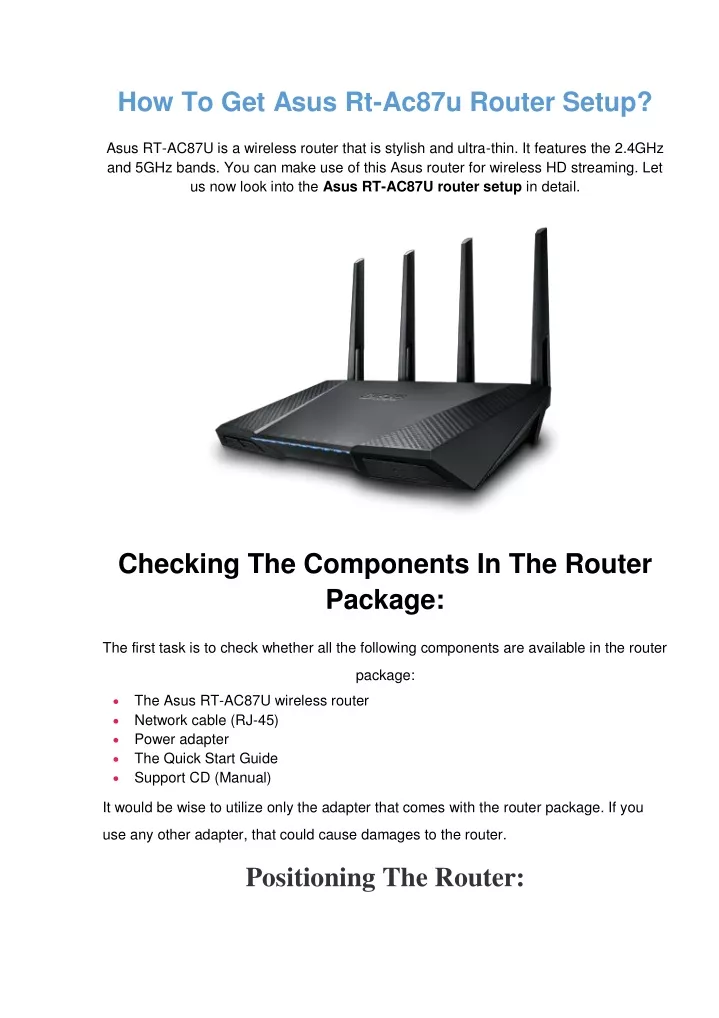 how to get asus rt ac87u router setup