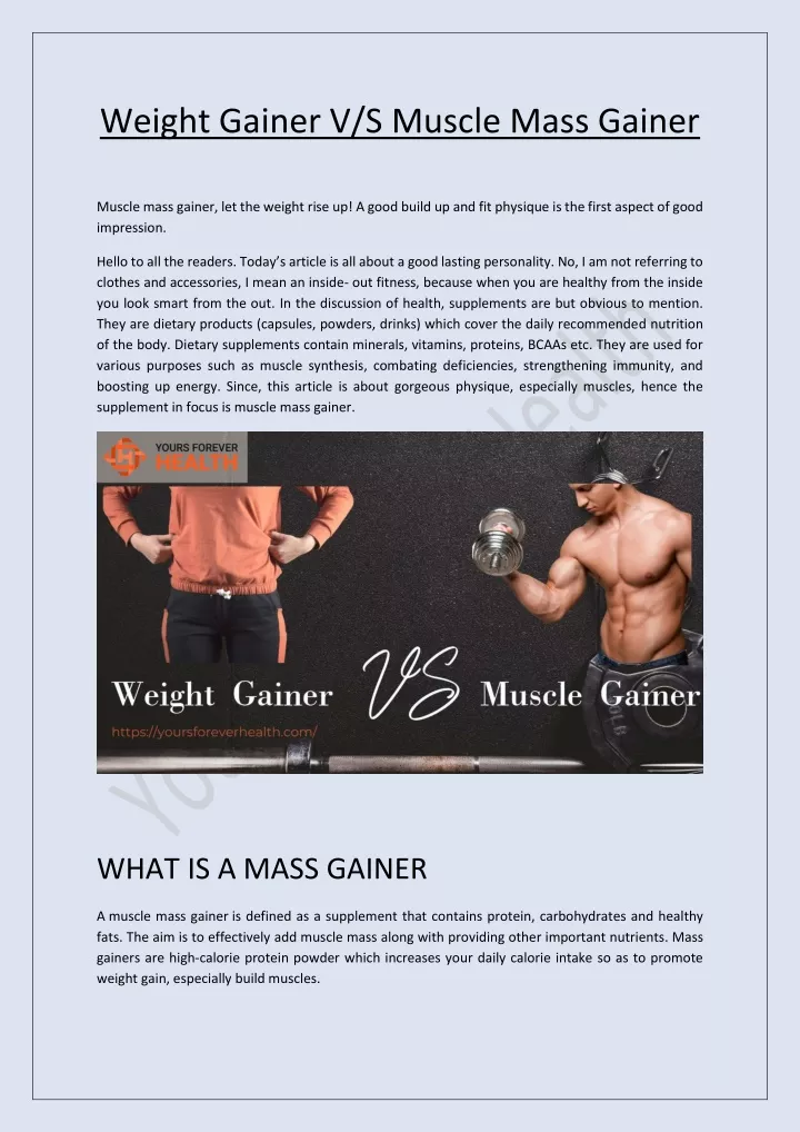 weight gainer v s muscle mass gainer
