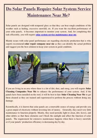 do solar panels require solar system service