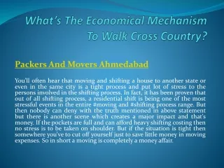 What’s The Economical Mechanism To Walk Cross Country?
