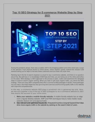 top 10 seo strategy for e commerce website step