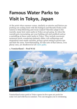 famous water parks to visit in tokyo japan
